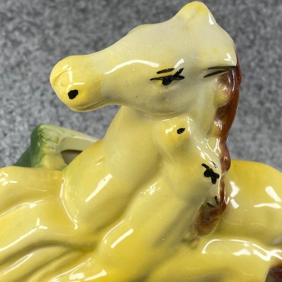 Art Deco Ceramic Horse Planter Mother Baby Foal Fashions by O.P.C.O. Vintage - Picture 11 of 16